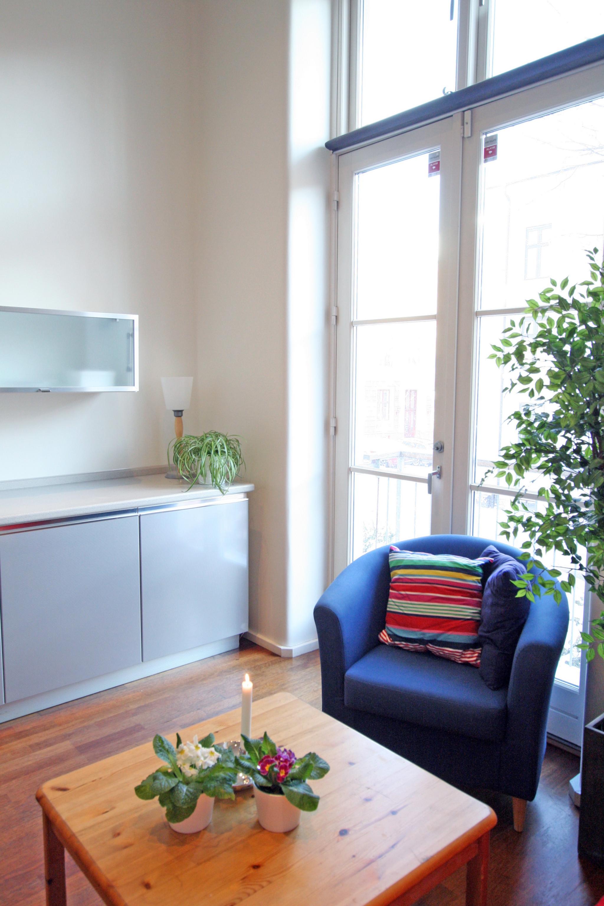 Stue med fransk balkong